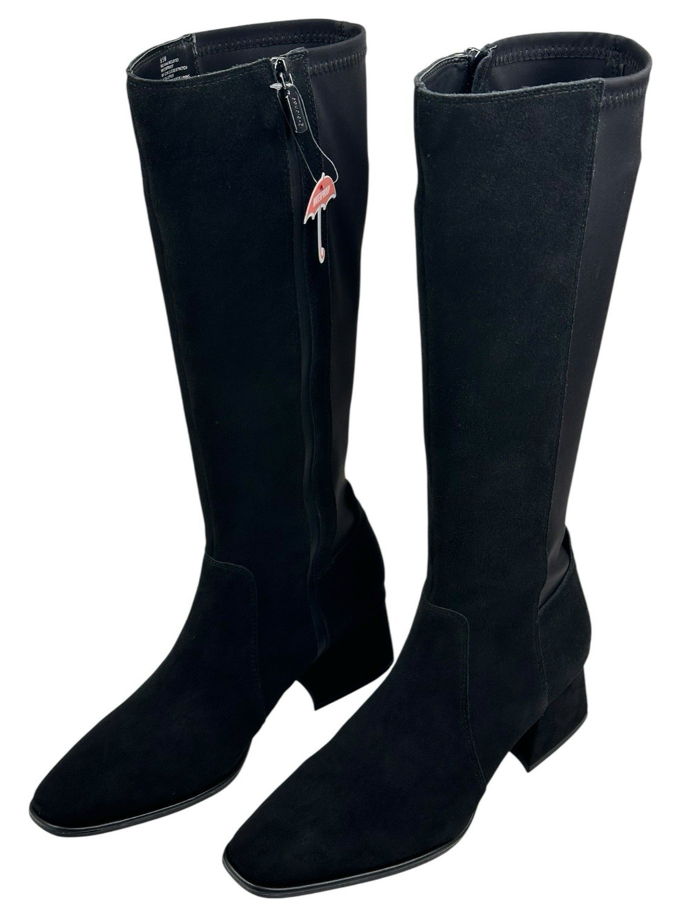 Blondo Meliana Waterproof Black Suede Stretch Tall Boots Womens 9.5M New $230